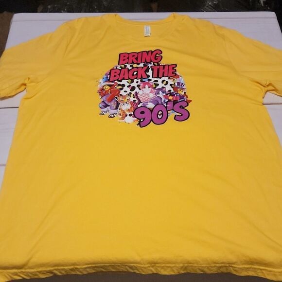 PLUS size "Bring Back the 90's" Sunshine Yellow Tee Shirt w/Lisa Frank Figures - Picture 5 of 5